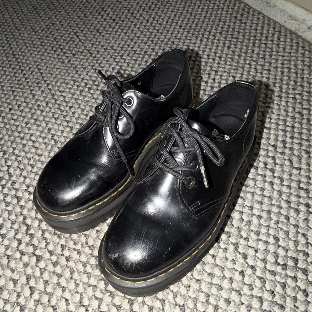 Dr. Martens 1461 Quad Black Leather Oxford Lace-Up Cushioned Shoes UK 6